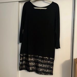 Ella Moss Ponte Sequin Hem Shift Dress size Medium